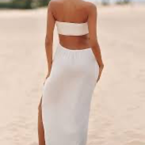 ANTHROPOLOGIE Celandine Strapless Cutout Linen Blend Beaded Dress - Picture 3 of 9